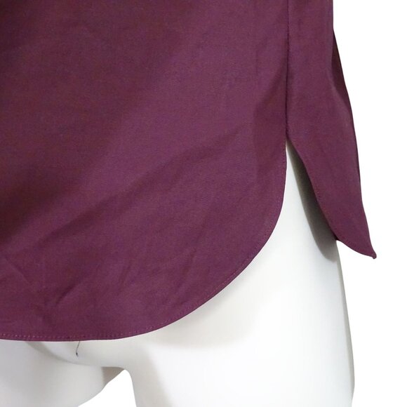 Theory Classic Fitted Shirt Women Size S Burgundy Mulberry Core Shirting FLAW - Picture 4 of 16